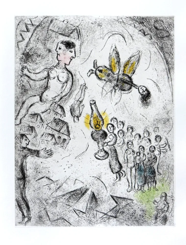 Офорт И Аквитанта Chagall - Celui qui dit les choses sans rien dire, Planche XVIII