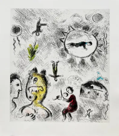Офорт И Аквитанта Chagall - Celui qui dit les choses sans rien dire, Planche XXV