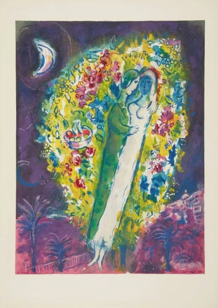 Литография Chagall - Couple dans les Mimosas (Couple in Mimosa)