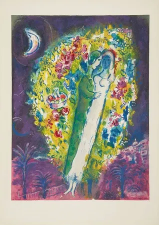 Литография Chagall - Couple dans les Mimosas (Couple in Mimosa)