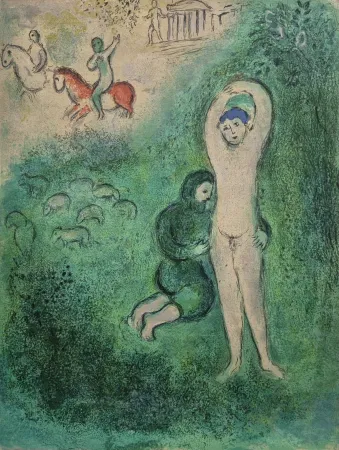 Литография Chagall - Daphins and Gnathon