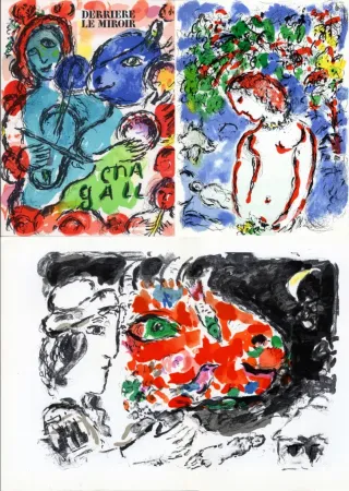 Иллюстрированная Книга Chagall - Derrière Le Miroir n° 198 - CHAGALL. 3 LITHOGRAPHIES ORIGINALES. Exemplaire signé par Chagall et Aragon (1972)