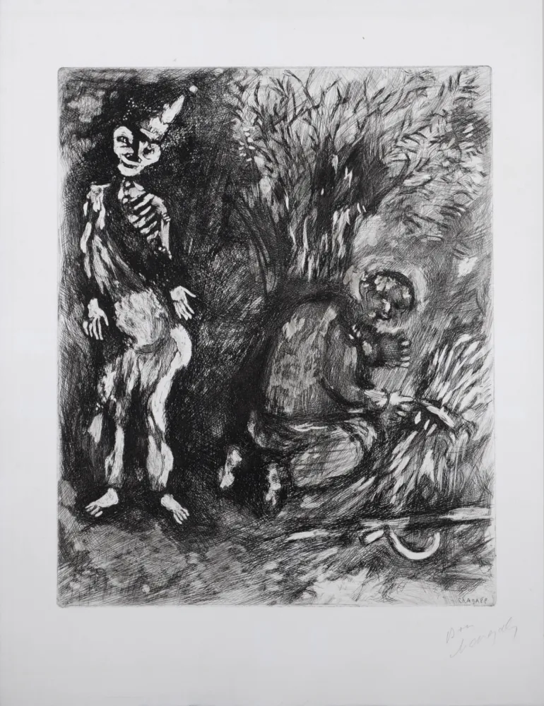 Гравюра Chagall - Fables de la Fontaine : La mort et le bucheron, 1952