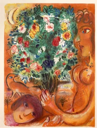 Литография Chagall - Femme au bouquet (Woman with Bouquet)