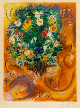 Литография Chagall - Femme au bouquet (Woman with Bouquet)