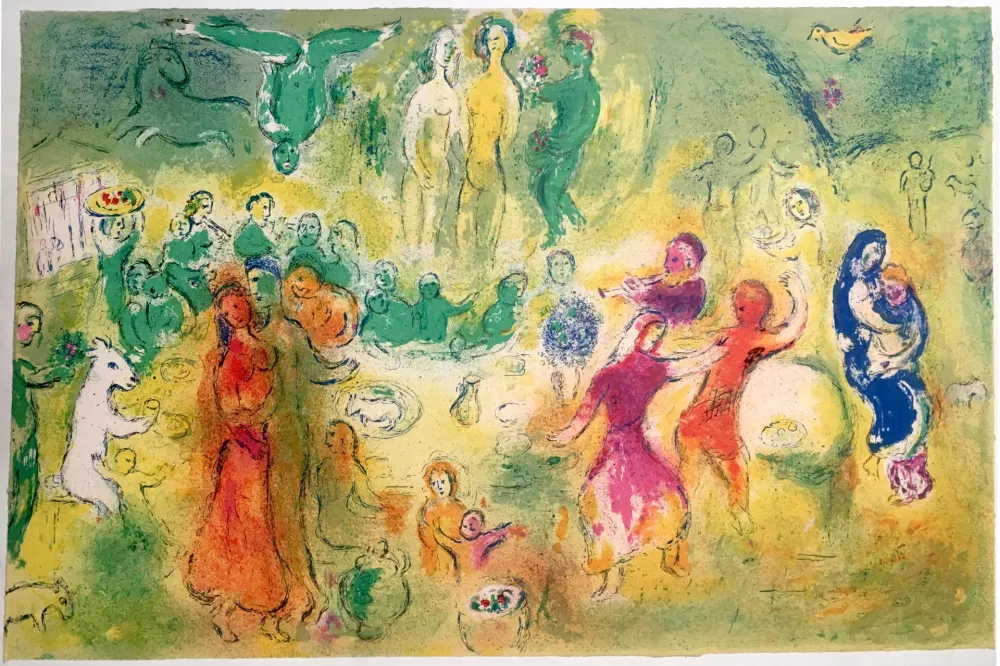 Литография Chagall - FESTIN NUPTIAL DANS LA GROTTE DES NYMPHES (Daphnis & Chloe - 1961)