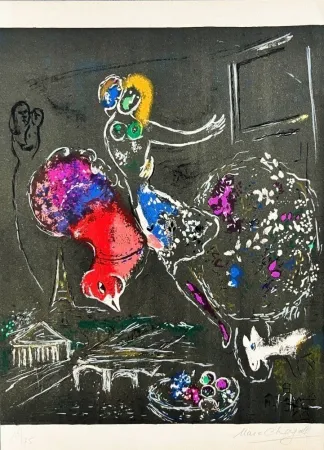 Литография Chagall - (handsigned) La nuit à Paris