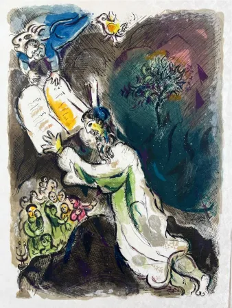 Литография Chagall - He gave him Two Tables of the Testimonie, even tables of stone, written with the finger of God
