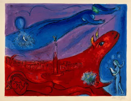 Литография Chagall - La Bastille