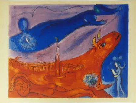 Литография Chagall - La Bastille (The Bastille)