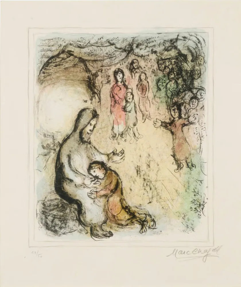 Литография Chagall - La Bénédiction de Jacob