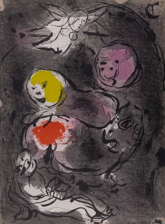 Литография Chagall - La Bible : Le Prophète Daniel avec les lions, 1956