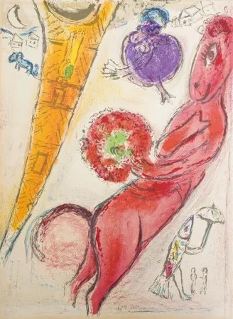 Литография Chagall - La Tour Eiffel a l'Ane