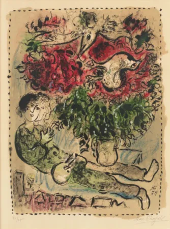 Литография Chagall - Le Bouquet du Peintre (Mourlot 483)