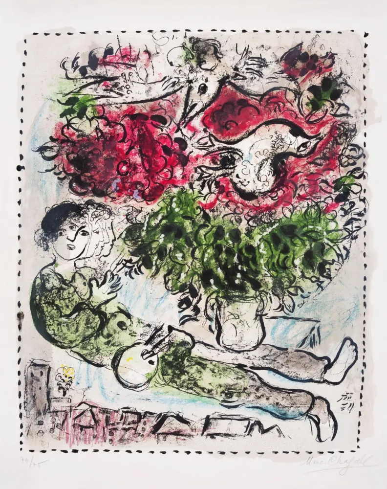 Литография Chagall - Le bouquet du peintre (The Painter’s Bouquet)