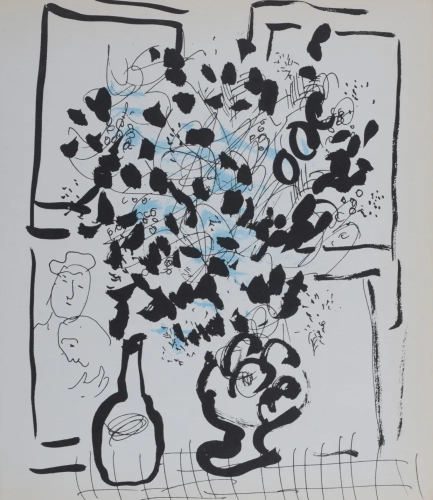 Литография Chagall - Le bouquet noir et bleu