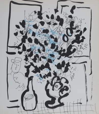 Литография Chagall - Le bouquet noir et bleu