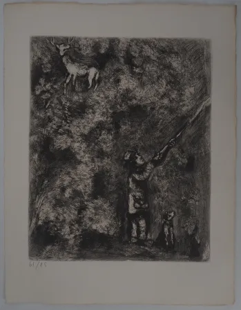 Гравюра Chagall - Le cerf chassé (Le cerf et la vigne)