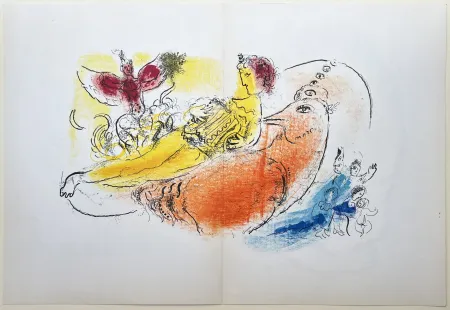 Литография Chagall - LE COQ ROUGE (The red rooster). Paris 1957