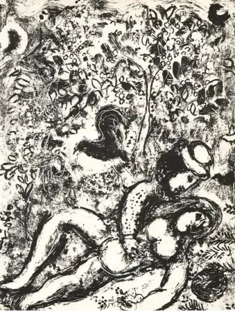 Литография Chagall - Le couple à l'arbre