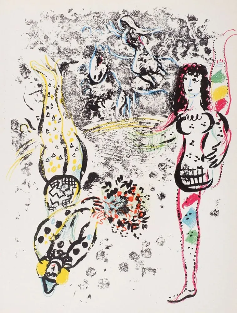 Литография Chagall - Le jeu des acrobates