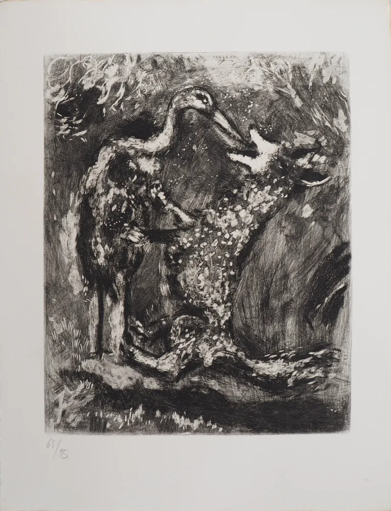 Гравюра Chagall - Le loup et la cigogne