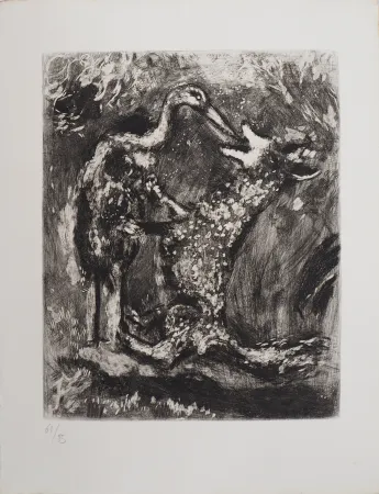 Гравюра Chagall - Le loup et la cigogne