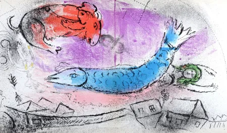 Литография Chagall - Le Poisson Bleu