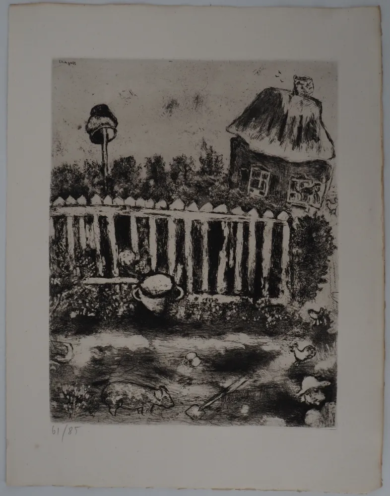 Гравюра Chagall - Le Pot de terre et le Pot de fer