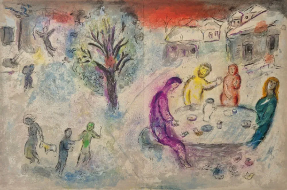 Литография Chagall - Le repas chez Dryas, from Daphnis et Chloé