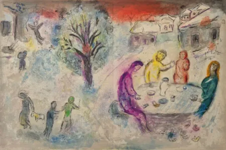 Литография Chagall - Le repas chez Dryas, from Daphnis et Chloé