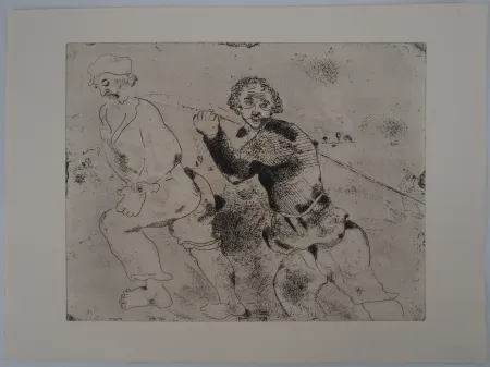 Гравюра Chagall - Le retour de pêche (Les haleurs)