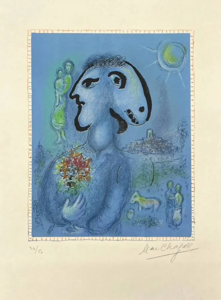 Литография Chagall - Le village bleu
