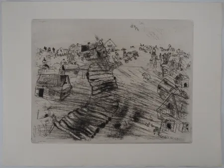 Гравюра Chagall - Le village de Pliouchkine