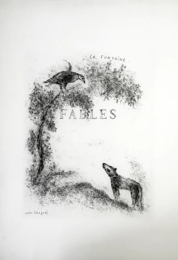 Офорт Chagall - LES FABLES DE LA FONTAINE (Couverture gravée du tome 1). 1952
