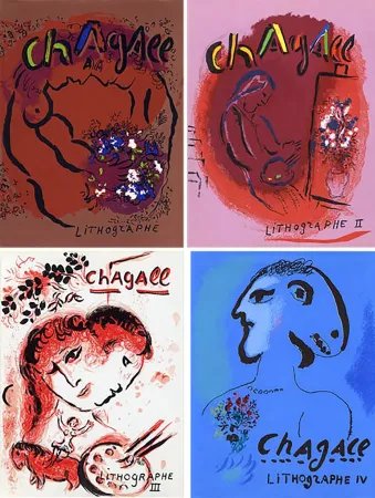 Иллюстрированная Книга Chagall - Mourlot & Sorlier : Chagall lithographe I à IV,  avec 28 LITHOGRAPHIES ORIGINALES