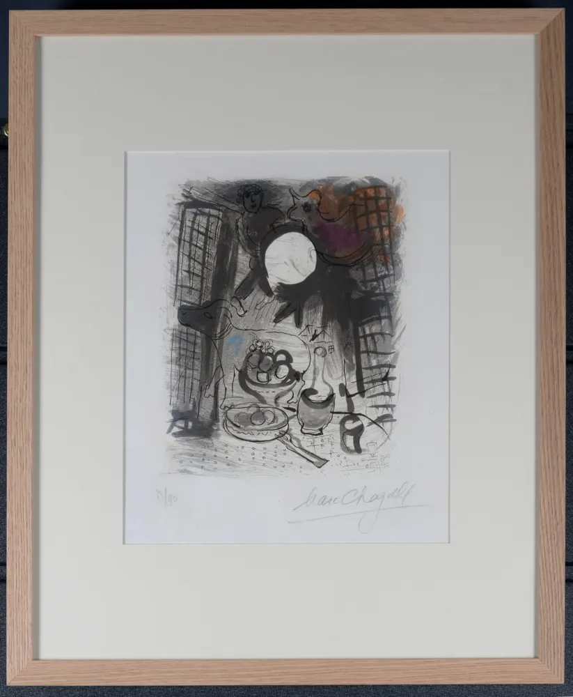 Литография Chagall - Nature Morte brune (M. 205), 1957 - Framed & Hand-signed!