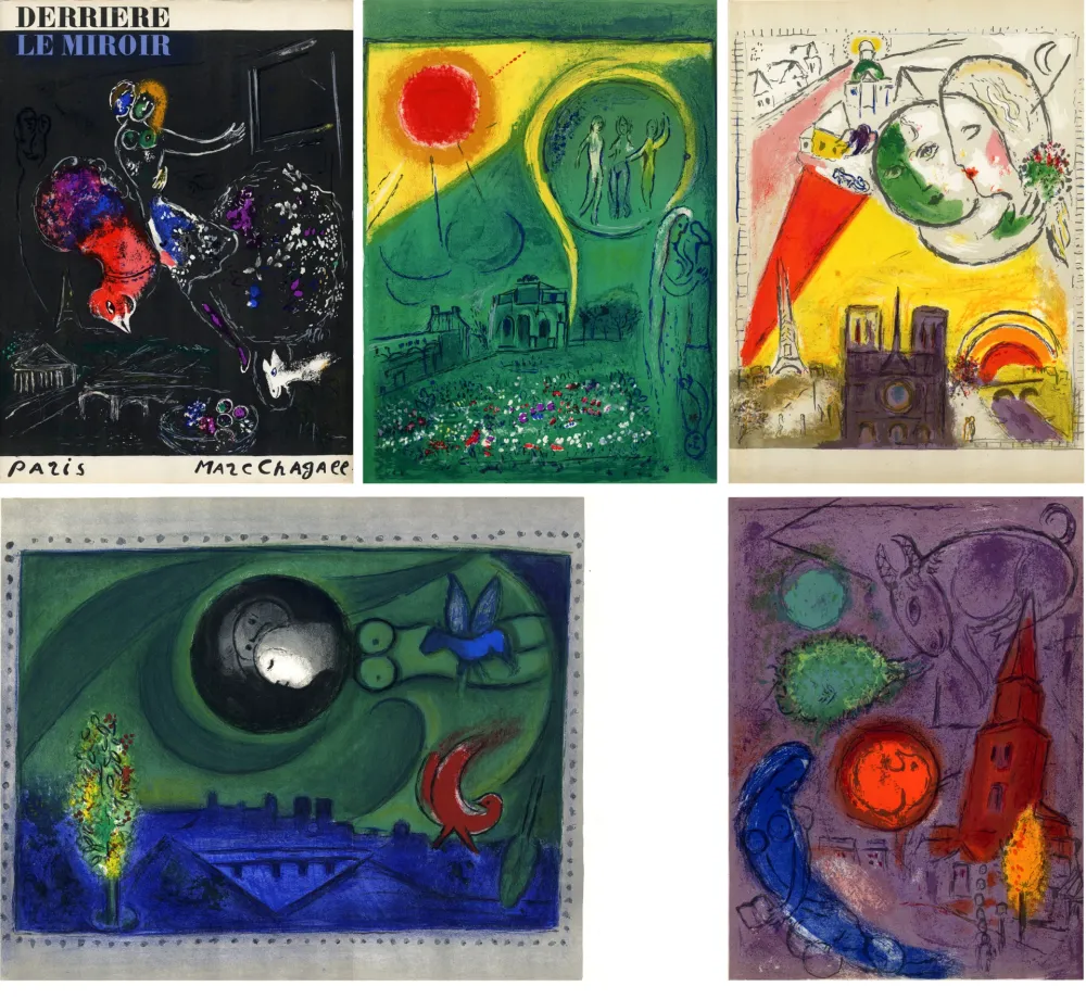 Литография Chagall - PARIS FANTASTIQUE. 5 LITHOGRAPHIES de Derrière Le Miroir 66-67-68 (1954)