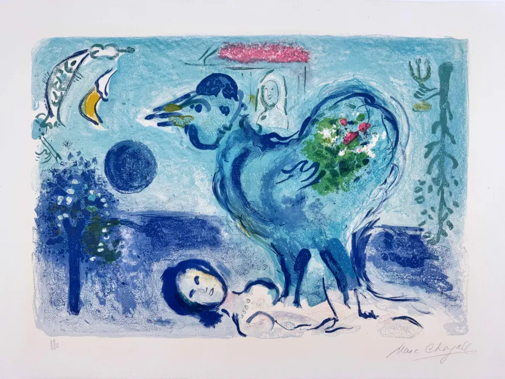 Литография Chagall -  Paysage au Coq 