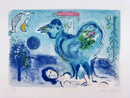 Литография Chagall -  Paysage au Coq 