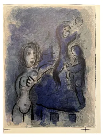 Литография Chagall - RAHAB ET LES ESPIONS DE JÉRICHO (Dessins pour la Bible, 1960)