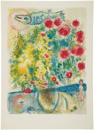 Литография Chagall - Roses et Mimosas (Roses and Mimosa)