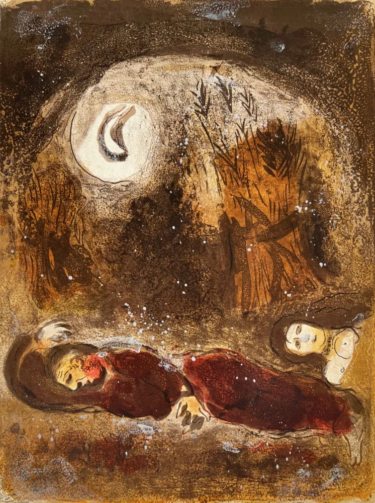 Литография Chagall - Ruth at the feet of Boaz