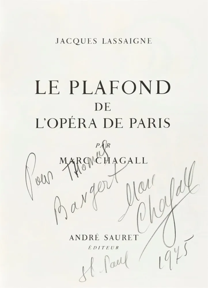 Иллюстрированная Книга Chagall - Signed and dedicated-Le Plafond de l’Opéra de Paris