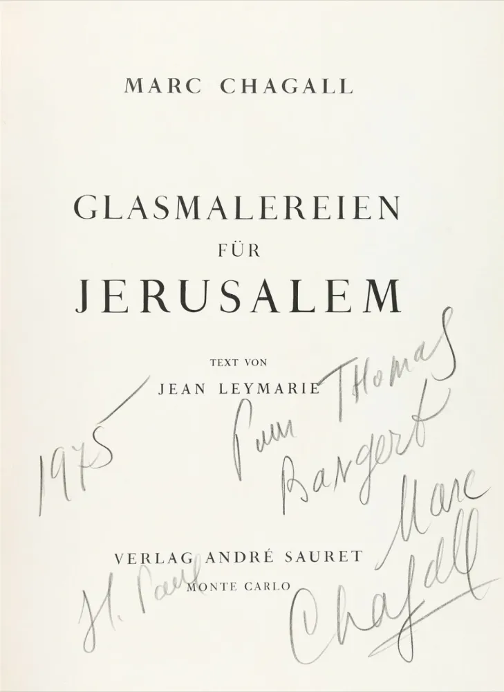 Иллюстрированная Книга Chagall - Signed & dedicated - Stained glass for Jerusalem 