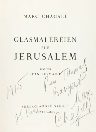 Иллюстрированная Книга Chagall - Signed & dedicated - Stained glass for Jerusalem 