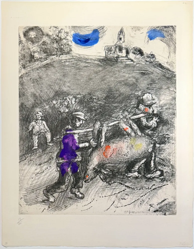 Офорт Chagall - The Miller, His Son, and the Donkey