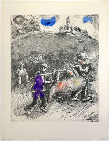 Офорт Chagall - The Miller, His Son, and the Donkey