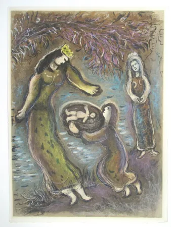 Литография Chagall - Then Pharaoh's daughter opened the cradle and saw that it was a child