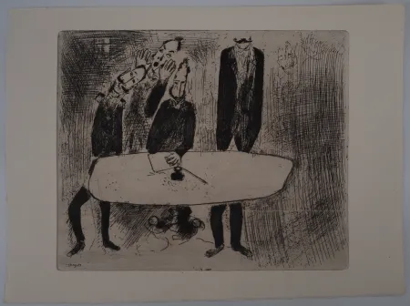 Гравюра Chagall - Une réunion de crise (Le conciliabule des fonctionnaires)